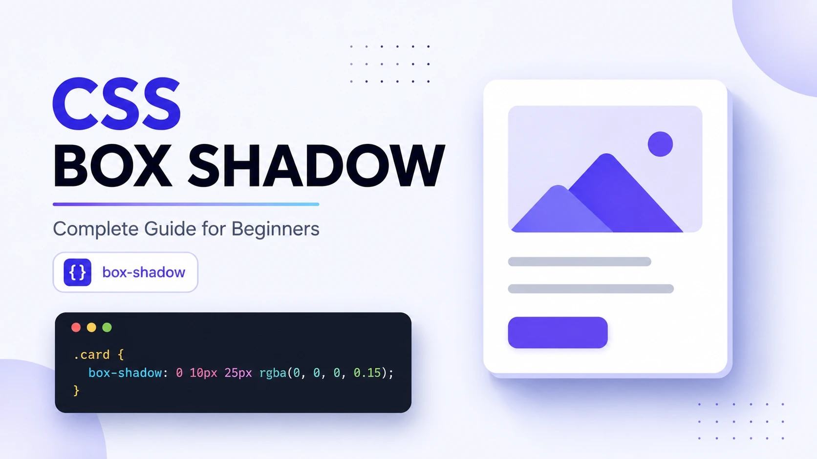 CSS box shadow example showing offset, blur, spread, and inset shadow values