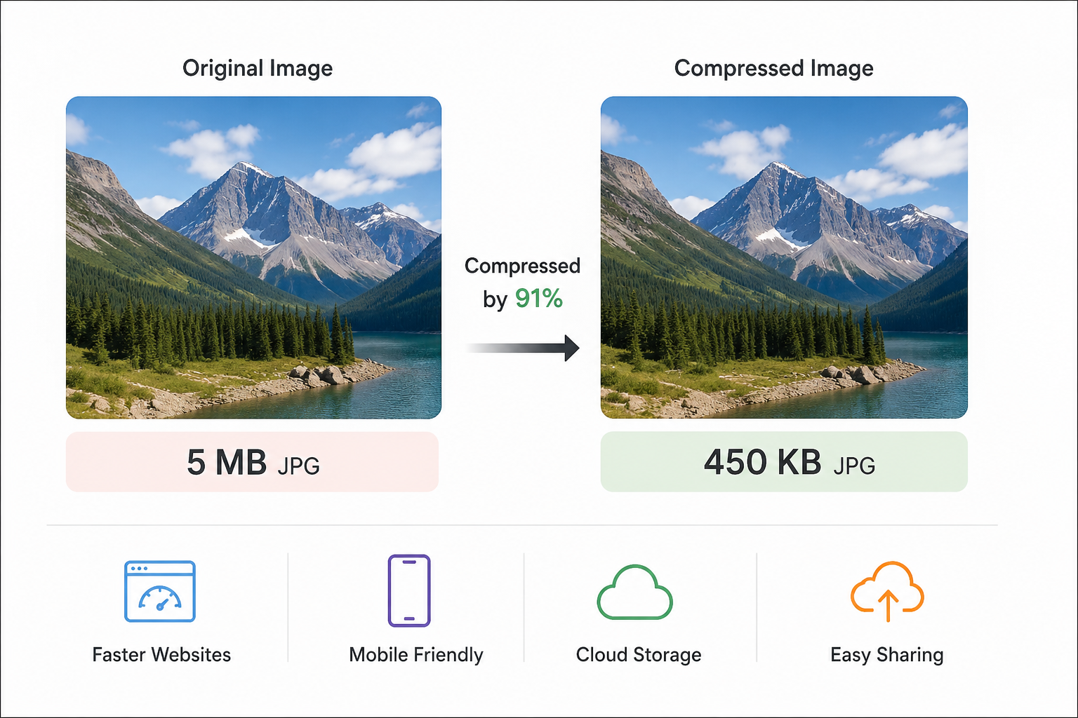 Person compressing an image without losing quality using an online image compressor tool.