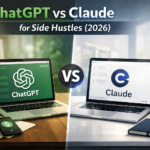 ChatGPT vs Claude for Side Hustles comparison showing AI tools for productivity, content creation, and affiliate marketing.